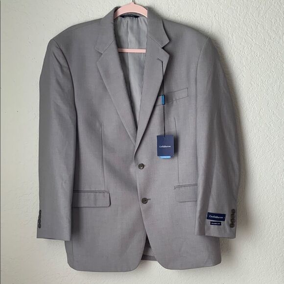 NWT Croft&Barrow Gray Sport Coat Classic Fit Two Button Men’s Blazer Size 42 R - Picture 1 of 10